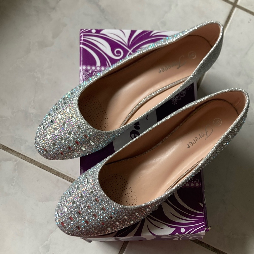 Forever Silver Sparkle Ballet Flats